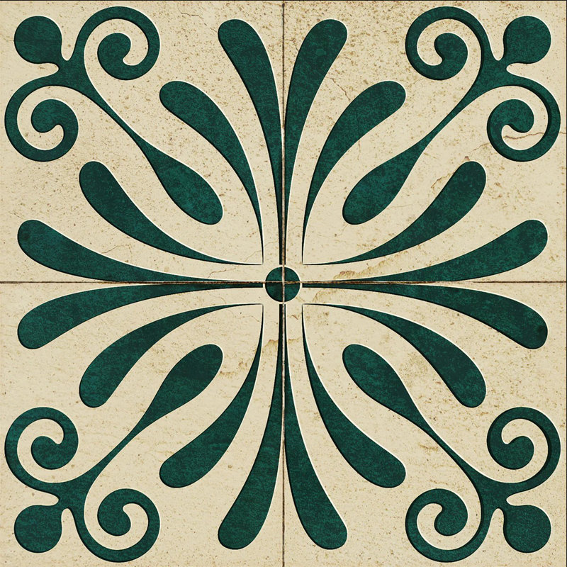 Dark Green and Antique White Vinyl Peel and Stick Tile 8x8