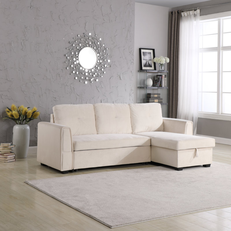 Velvet Curved Sectional Symmetrical, Cream Silk