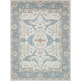 Exquisite Rugs Claremont Oushak Handmade Hand-Tufted New Zealand Wool On Canvas Ivory/Light Blue Area Rug