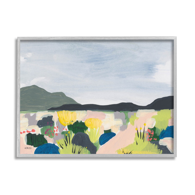 «Wildflower Meadow», art giclée par Jan Weiss, H 11 po x l 14 po x P 1,5 po, Cadre flottant gris lustré