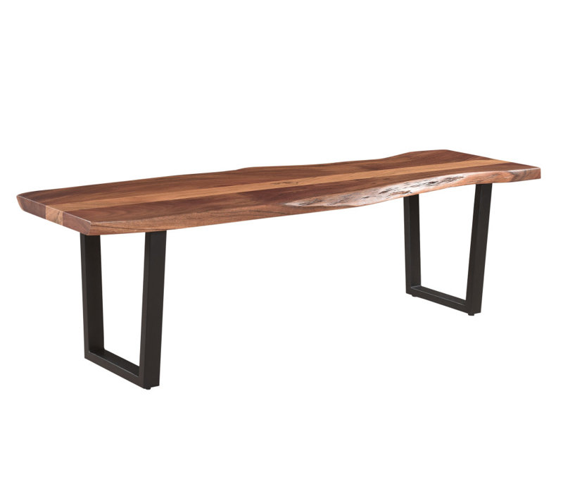 66" Brown And Black Solid Wood Dining bench