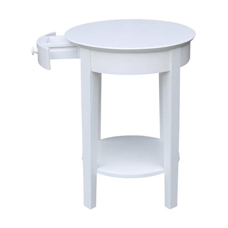 Manatuto Solid Wood End Table with Storage, White
