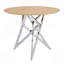 Table de salle à manger ronde de 37 po, petite table de cuisine ronde avec pieds en métal argenté, pouvant accueillir 2 à 4 personnes, table de salle à manger moderne, Burlywood.-1601092361-1601092362