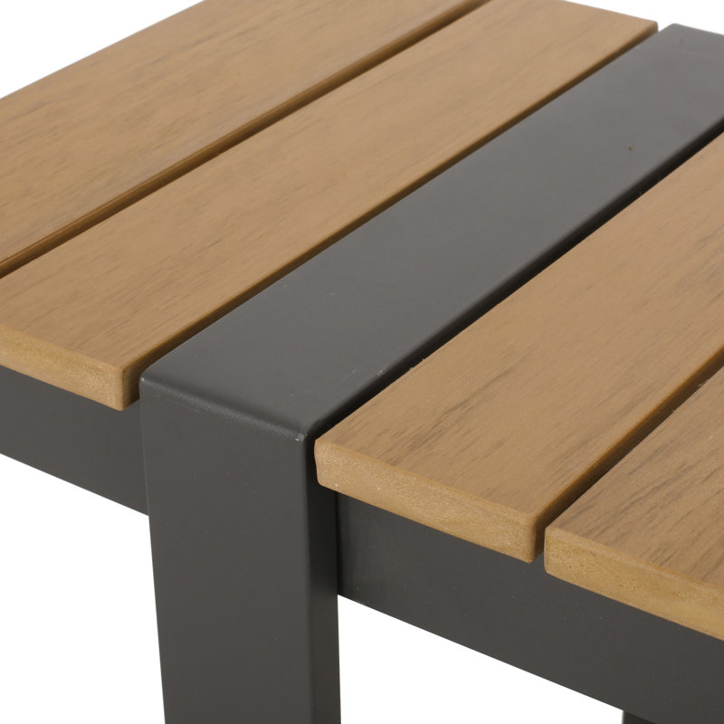 Banc de pique-nique d'extérieur en aluminium, Gris foncé, Naturel
