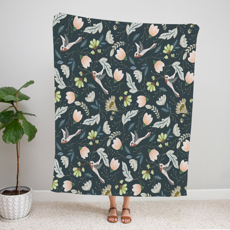 Couverture , L 50 po x L 60 po, Vert / gris / rose