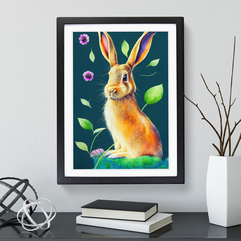 Magnificent Hare - Single Picture Frame Print, Black Framed, 64cm H x 46cm W x 2cm D