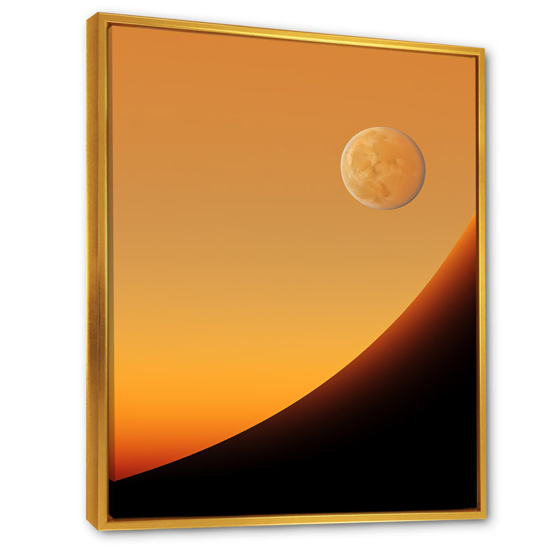 Lune jaune topaze crépuscule, H 40 po x l 30 po x P 1,5 po, Cadre flottant doré