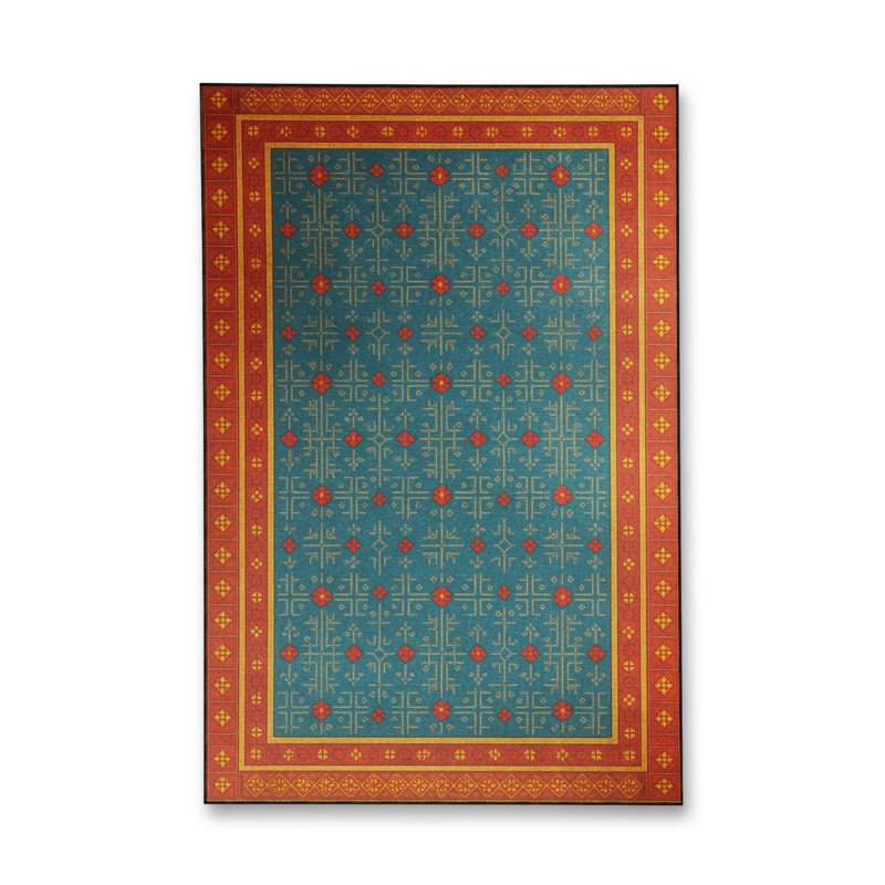 Tapis vert tissé à motif lavable Mosso, 2'4" x 3'11"