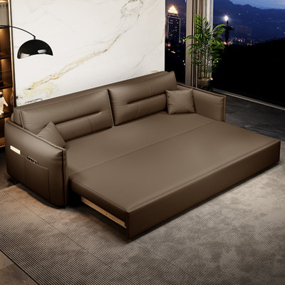 Canapé de salon extensible en cuir italien avec rangement minimaliste