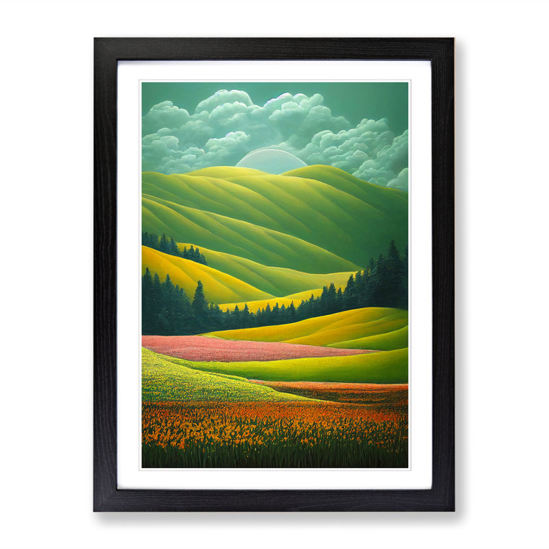 Spring Landscape Views Vol.2 1 Piece Single Picture Frame Wall Art, 34cm H x 25cm W x 2cm D, Walnut