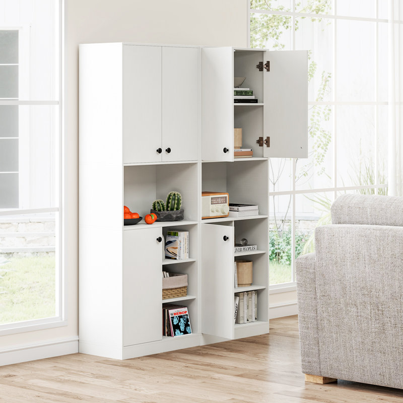 Armoire de rangement pour garde-manger moderne de 65,5 po avec support pour micro-ondes Kitchen Pantry, Blanc