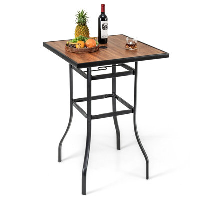 Patio Bar Table 70Cm Garden Outdoor Square Tabletop Bar Height Table