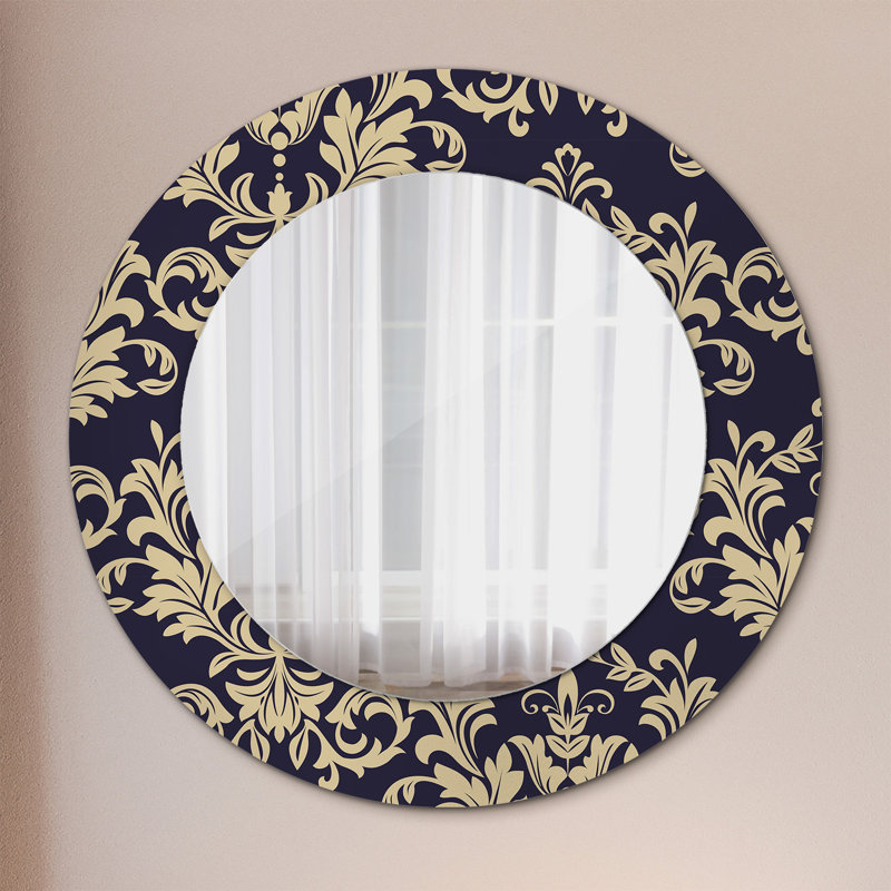 Huldar Glass Flat Wall Mirror, Green Tropical Palm, 50cm H x 50cm W