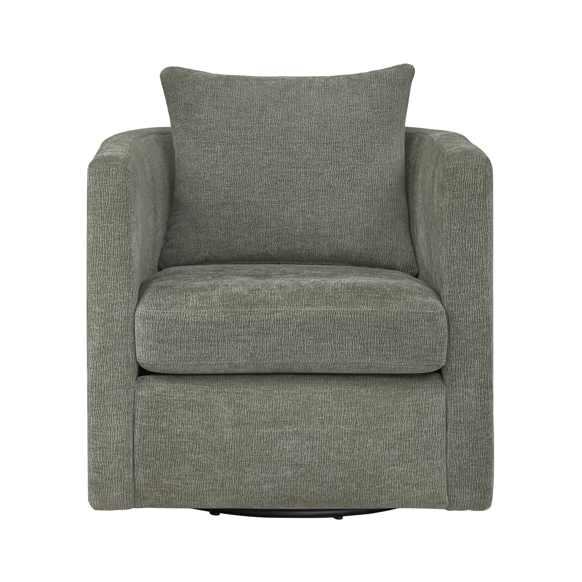 Fran Swivel Barrel Chair, Gray Polyester