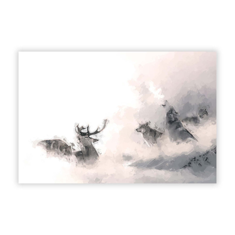 Stag & Wolf with at Winter - Frameless Print, 59.4 cm H x 84.1 cm W