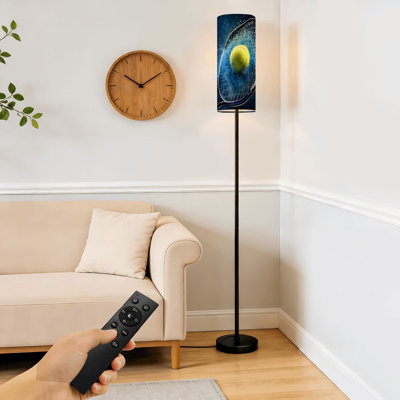 Lampe sur pied raquette de tennis impactante Blue Splash dynamique à intensité variable moderne sur pied avec télécommande pédale abat-jour abat-jour grand lampadaire pour salon chambre bureau