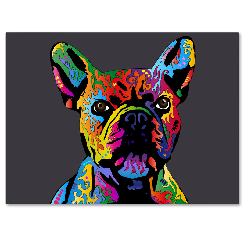 « french bouledogue », impression sur toile tendue, H 35 po x l 47 po x P 2 po