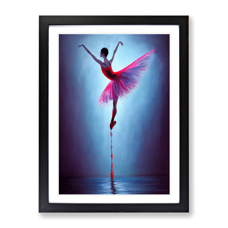 XV1022-3292X Ballerina - Single Picture Frame Painting, Black , 64cm H x 46cm W x 2cm D