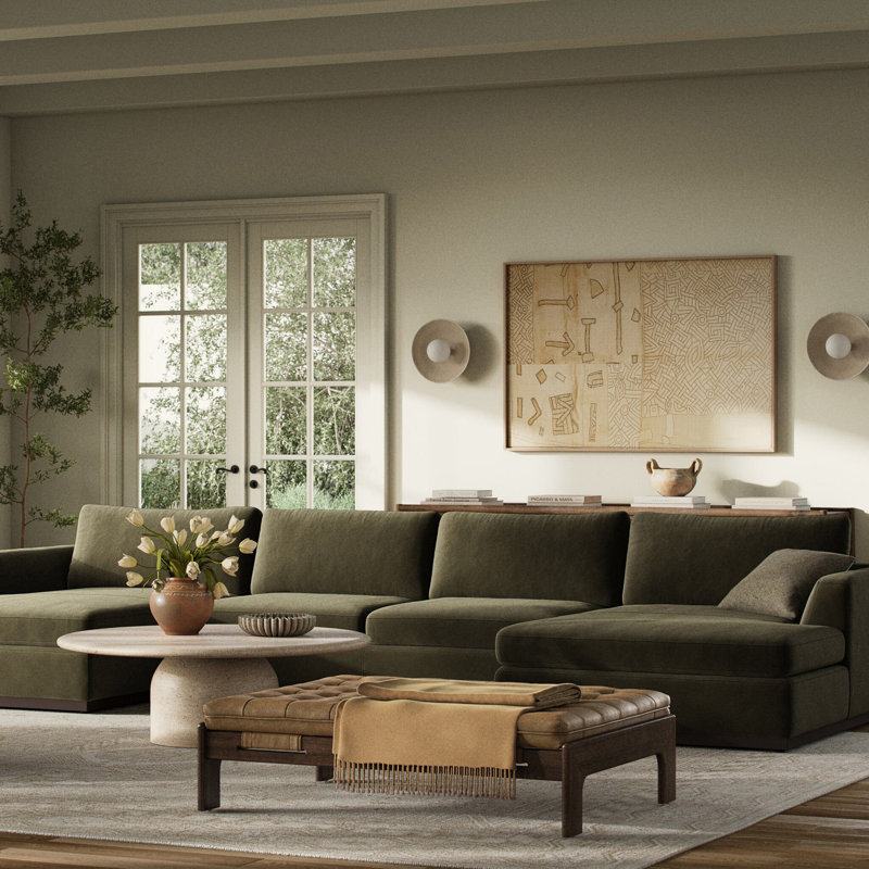 Colt 3PC U Sectional-Surrey Olive, Surrey Olive Cotton Blend