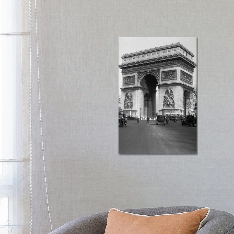 1920s Arc De Triomphe With Cars Paris France - Wrapped Canvas Print, 66.04 cm H x 45.72 cm W