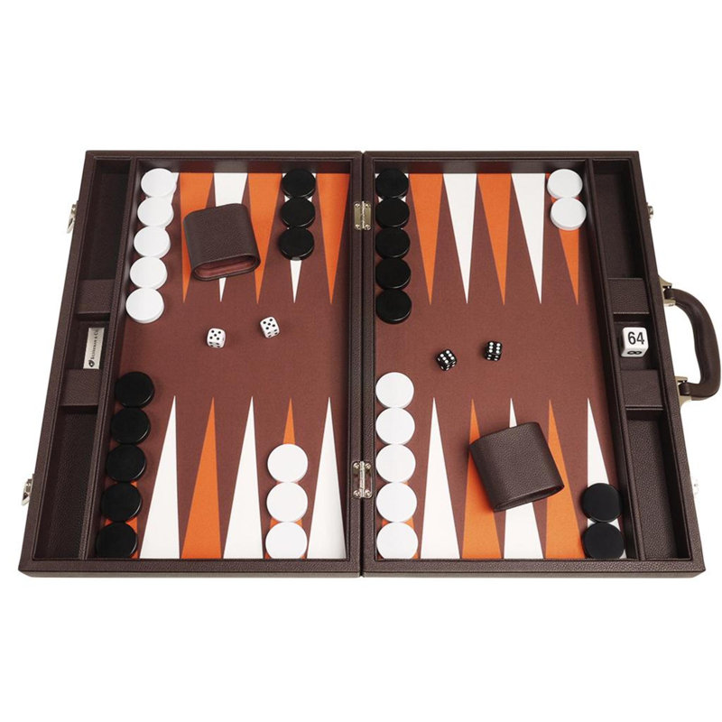 Ensemble de backgammon de qualité supérieure, H 2,75 po x l 12,63 po x L 19 po, Brun foncé