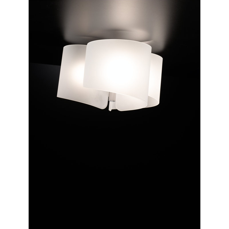 Papiro Glass Flush Mount, Satin Crystal, Light Grey