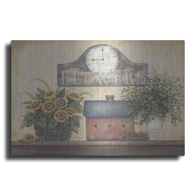 "Horloge fleurie" par Pam Britton, H 16 po x l 24 po