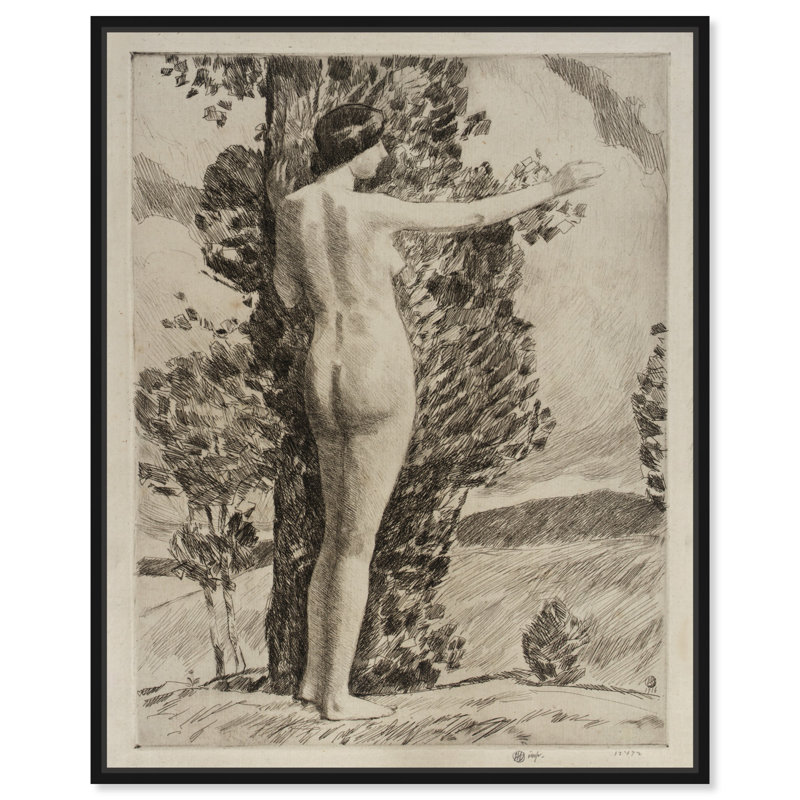 «The Far Horizon», figure féminine classique par Art Remedy, H 21 po x l 17 po, Cadre noir