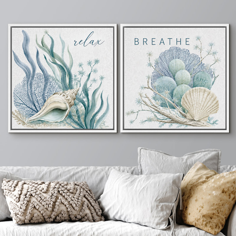 Relax Relax Breathe, H 16 po x l 16 po x P 1,5 po, Encadrement blanc