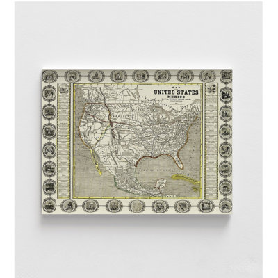 «North America United States Mexico - Haven 1846», impression de carte américaine, affiche de carte historique de classe américaine, décoration murale de l'école mexicaine