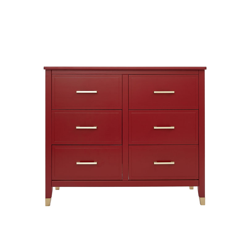 6 Drawer 105Cm W Double Dresser, Red