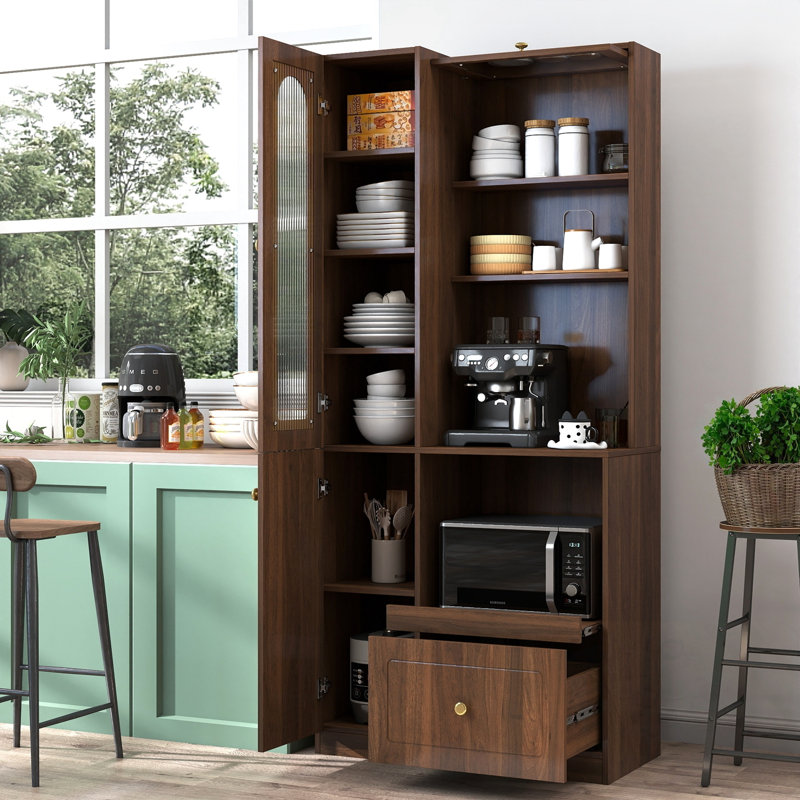 Kitchen Pantry with pull-out multi-tier storage shelf and 3 Doors