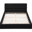 Grand lit plateforme tapissier noir avec structure stable et taille de tête de lit en mousse confortable