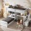 Lit simple mezzanine avec rangement, bureau et escalier d'aspect blanc avec tablettes-1577083092