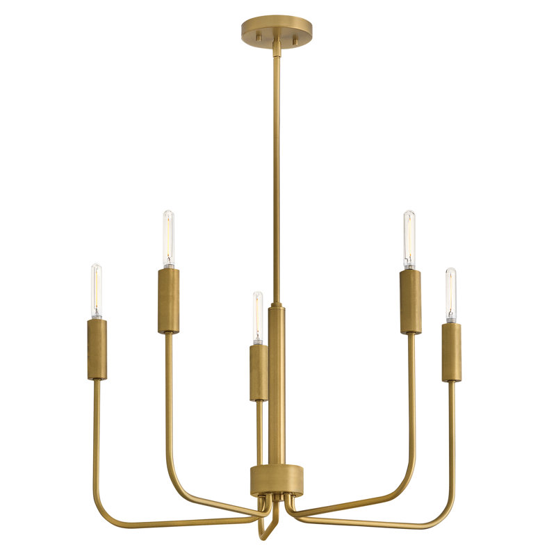 Austen 5-Light Exposed Bulb Single Tier Chandelier, Gold
