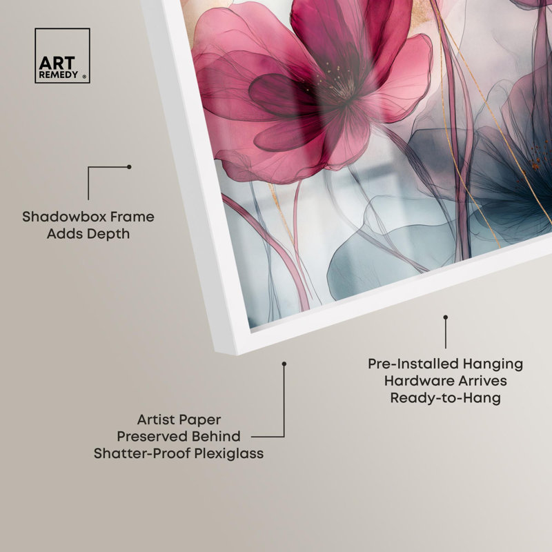 «Filigree Flora II Shadowbox Print», art mural par Art Remedy, H 37 po x l 25 po, Blanc