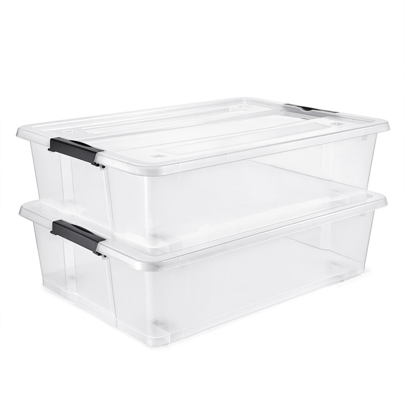 40qt Clear Underbed Stackable Storage Bins with Lids and Handles, 2-Pack
