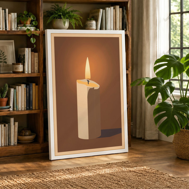 Candlelight Meditation Minimalist - Wrapped Canvas, 30x20 - 76.2 x 50.8 cm, Ochre Border