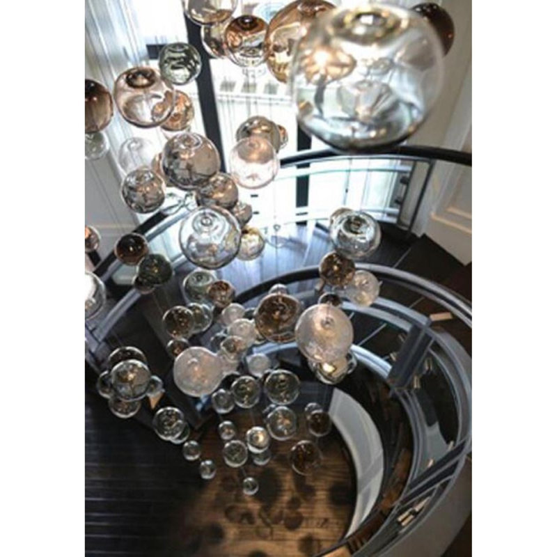 18 - Light Suspended Bubbles Chandelier, Green, Bronze, 18" Diameter x 42" Height