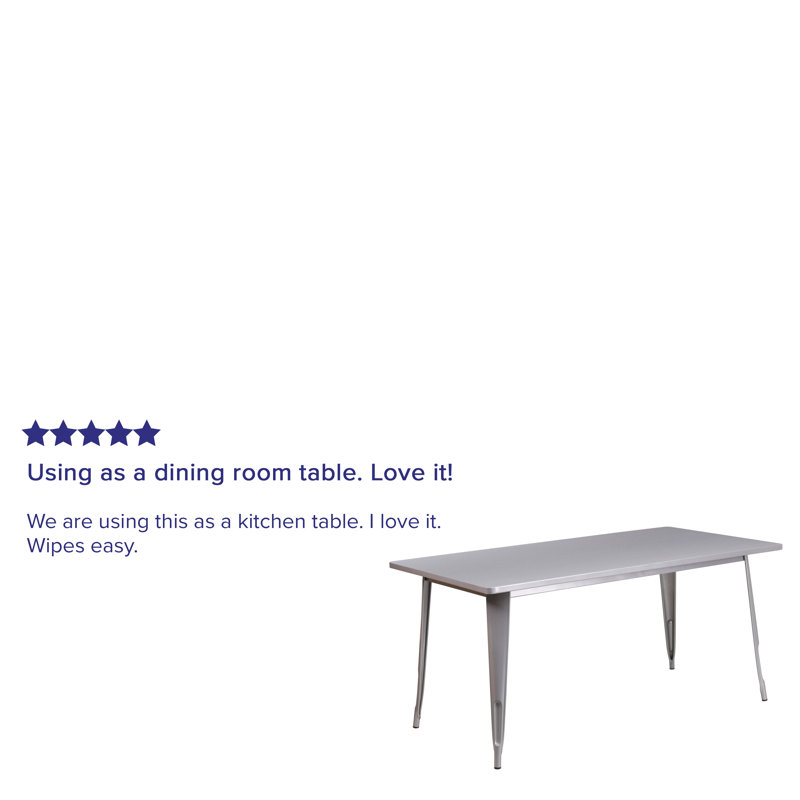 Commercial Grade Rectangular Metal Indoor-Outdoor Table, Silver