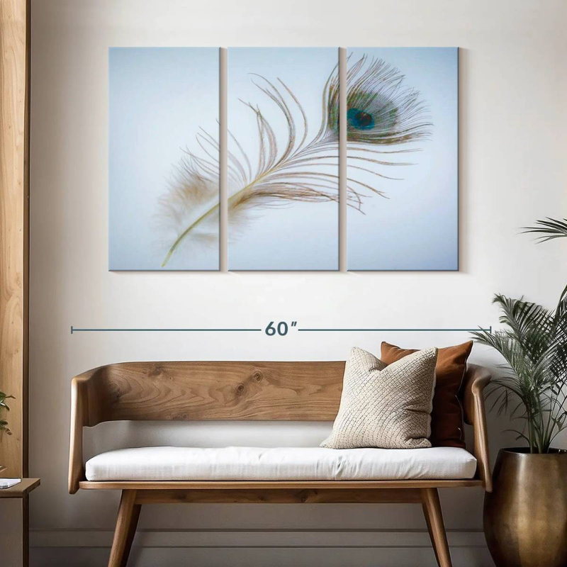 Plume de paon Kerner en bleu, H 32 po x l 50 po