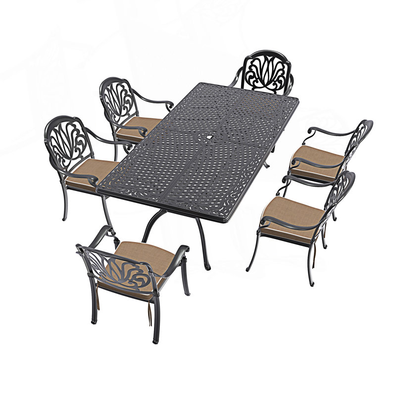 Ensemble de salle à manger 7 pièces avec coussins 7 pièces