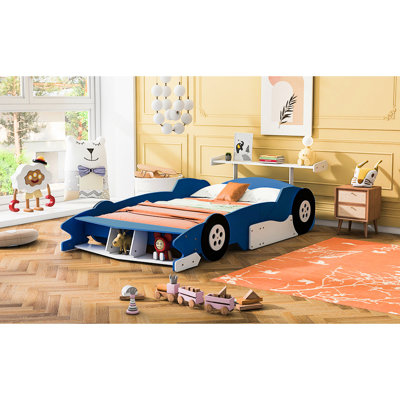 Lit double en forme de voiture de course avec roulettes