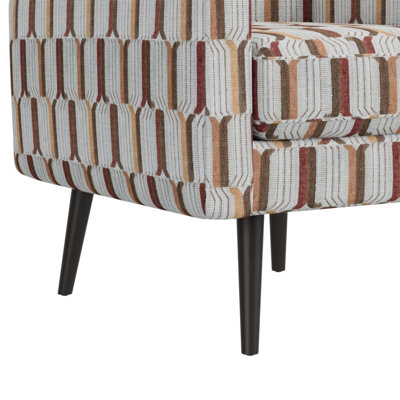 Fauteuil d'appoint Darien avec motif de flèche vertical, dossier capitonné et pieds en bois massif pour un confort moderne