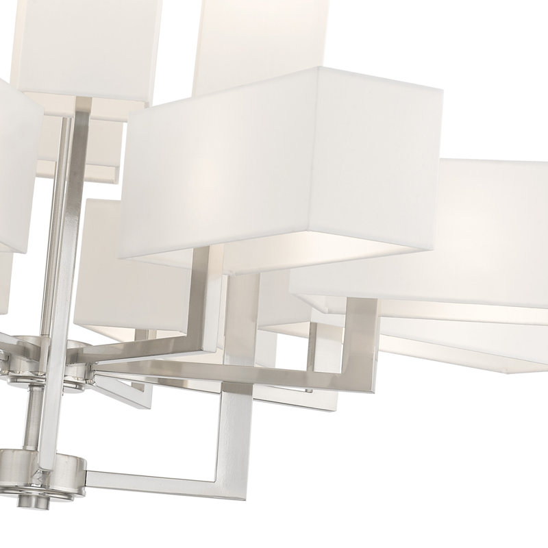 Lustre 12 lumières à abat-jour Aickel, Nickel brossé