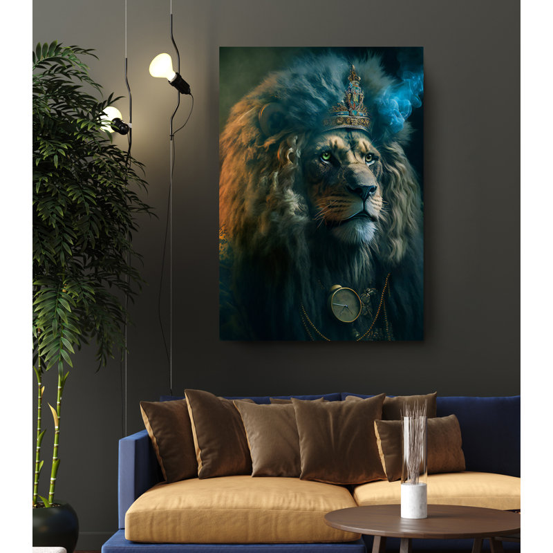 Jordane chaman guérisseur lion sur toile, H 36 po x l 24 po x P 1 po