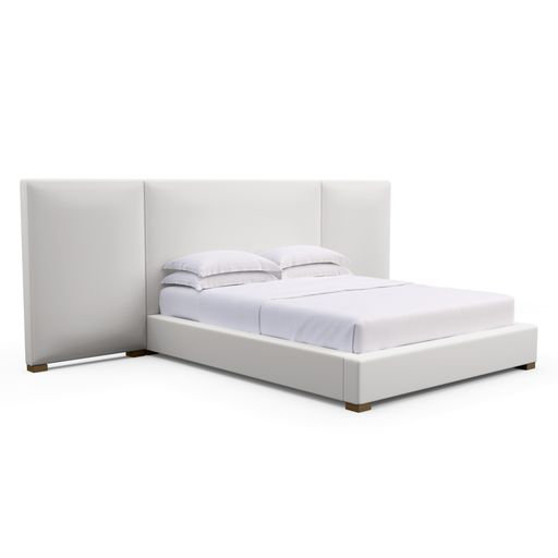 Upholstered Bed, Vintage Leather Blanc, King, Weathered