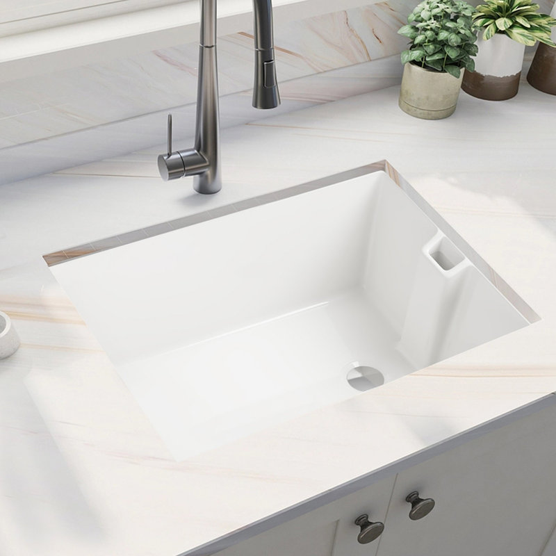 23.6" L X 18" W White Ceramic Single Bowl Kitchen Sink