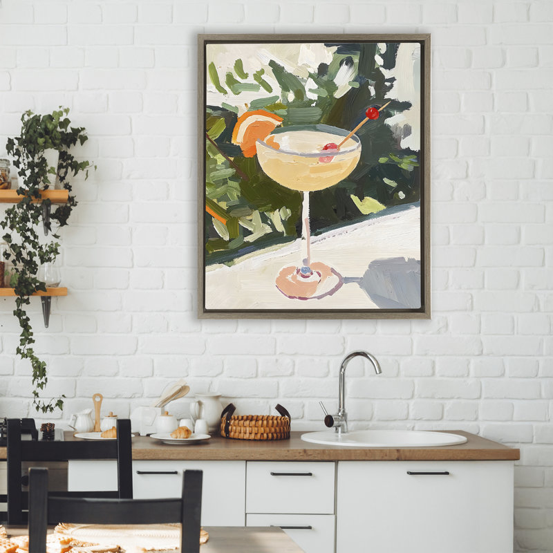 Cocktail avec cadre flottant Fruit Slice, design par Riley B, H 31 po x l 25 po, Cadre flottant orme Montalcino