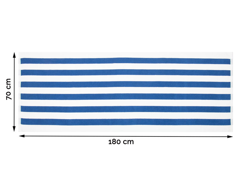 Midweight Beach Towel, Blue/White